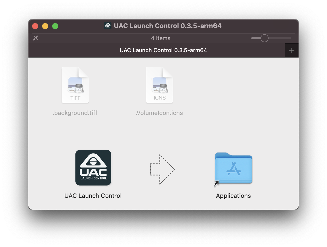Drag and drop UAC Launch Control.App to Applications