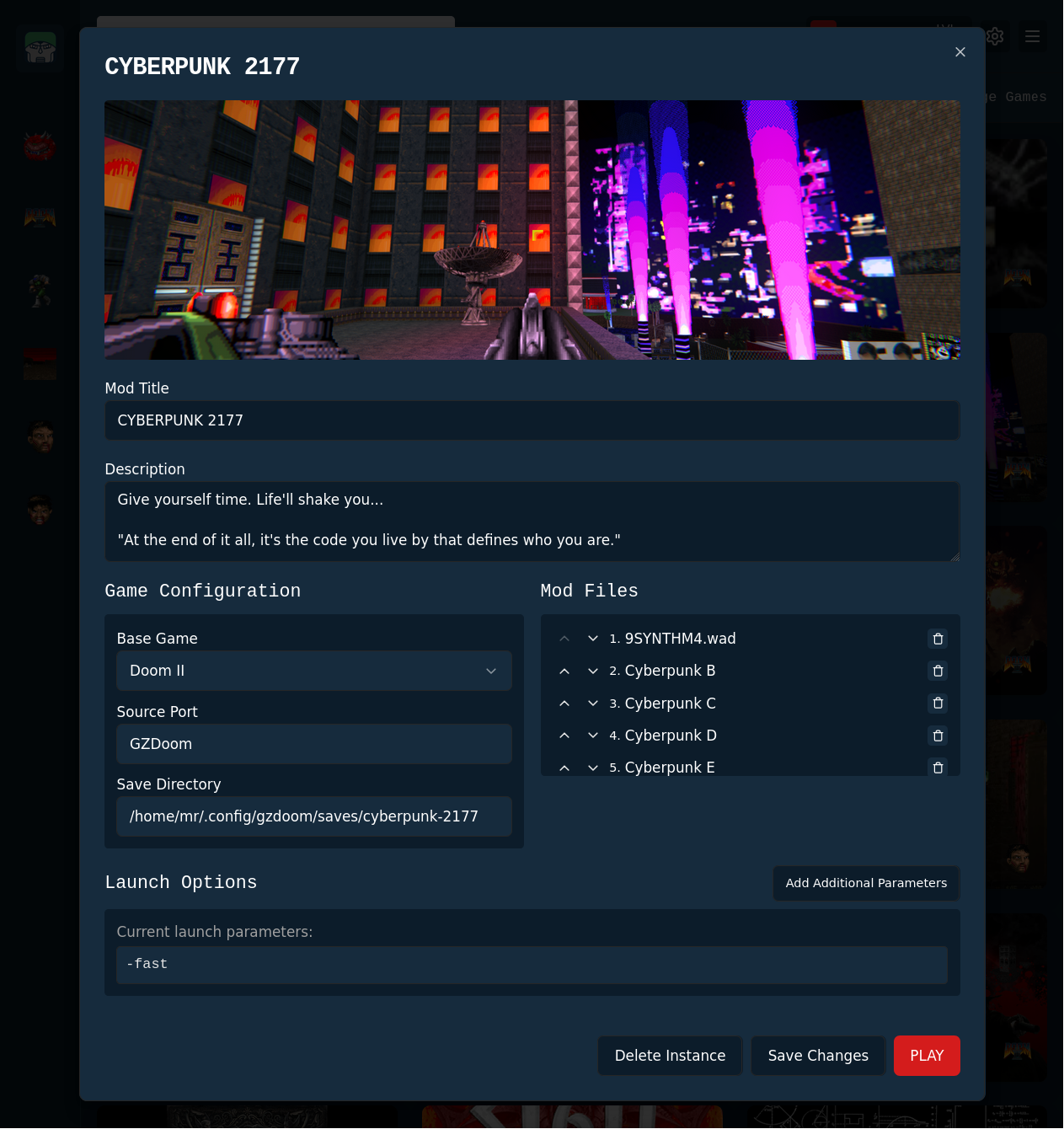 Doom Mod Launcher Interface